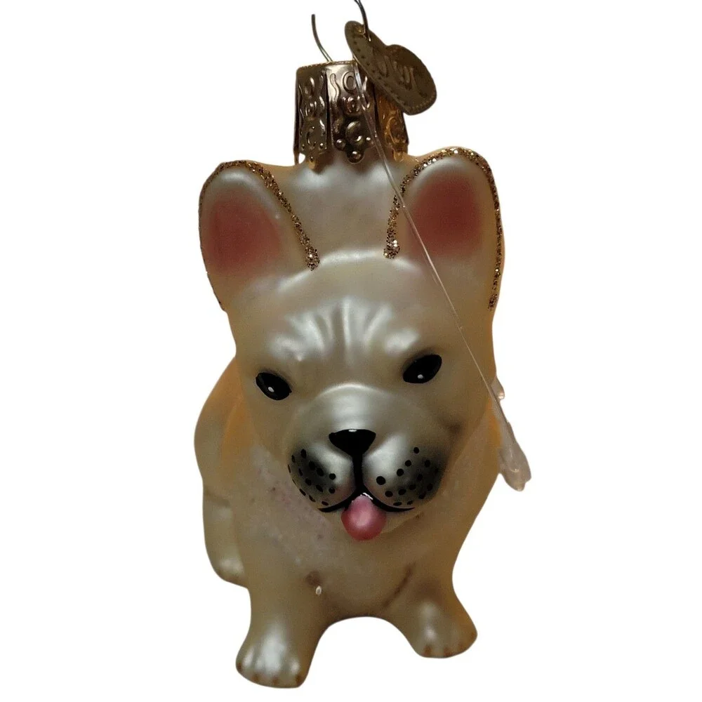 NWT Old World Christmas Blown Glass Hanging Ornament French Bulldog Frenchie
